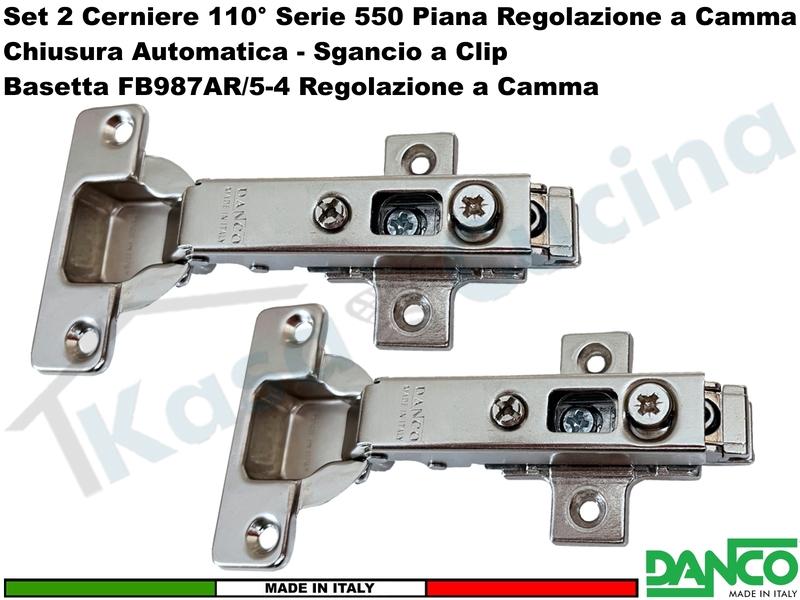 Set 2 Cerniere Clip Danco F55080P44 Automatica 110° Collo Piano + Basetta 987