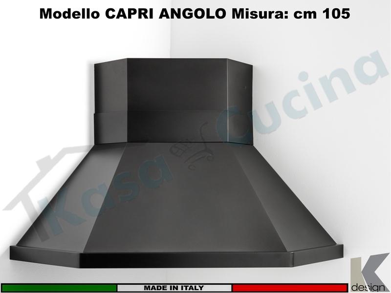 Cappa Parete Angolare CAPRI ANGOLO 105 X 105 Finitura Piombo Motore 500 m³/h