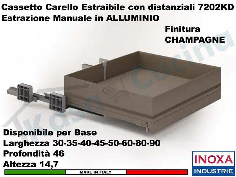 Carello Cassetto Cestello Estraibile INOXA 7202KDY/35PCH Per Base 35 Champagne