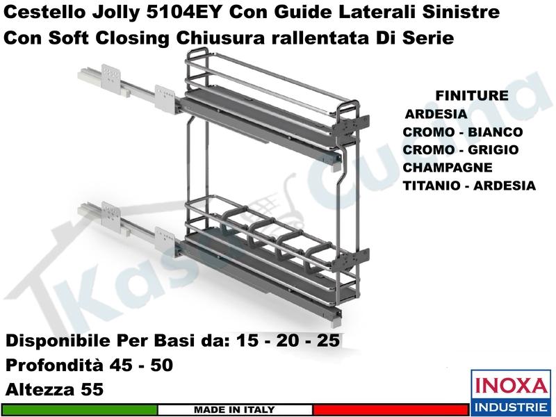 Carello Jolly Estraibile INOXA 5104EY/15-50 Guide Grass Base 15 Prof 50