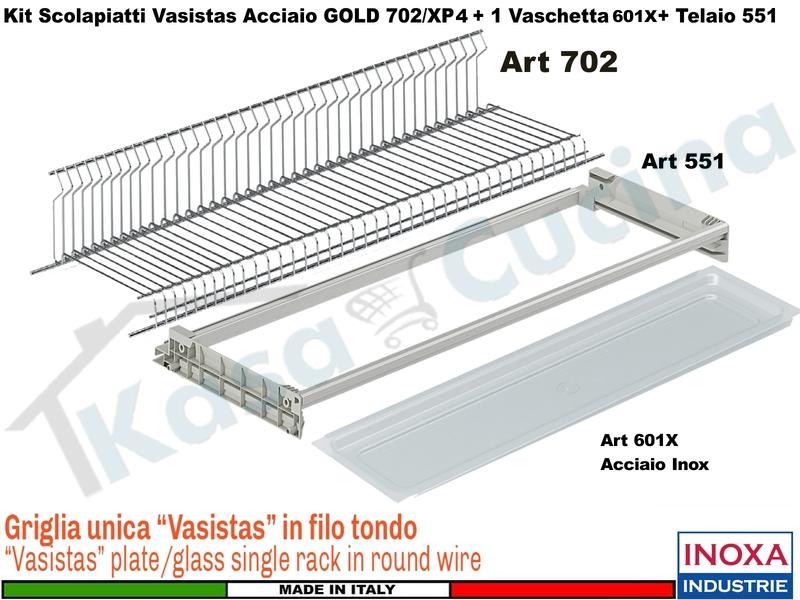 Kit Scolapiatti Vasistas Pensile 70 702/70 + Vaschetta 601 Acciaio + Telaio 502