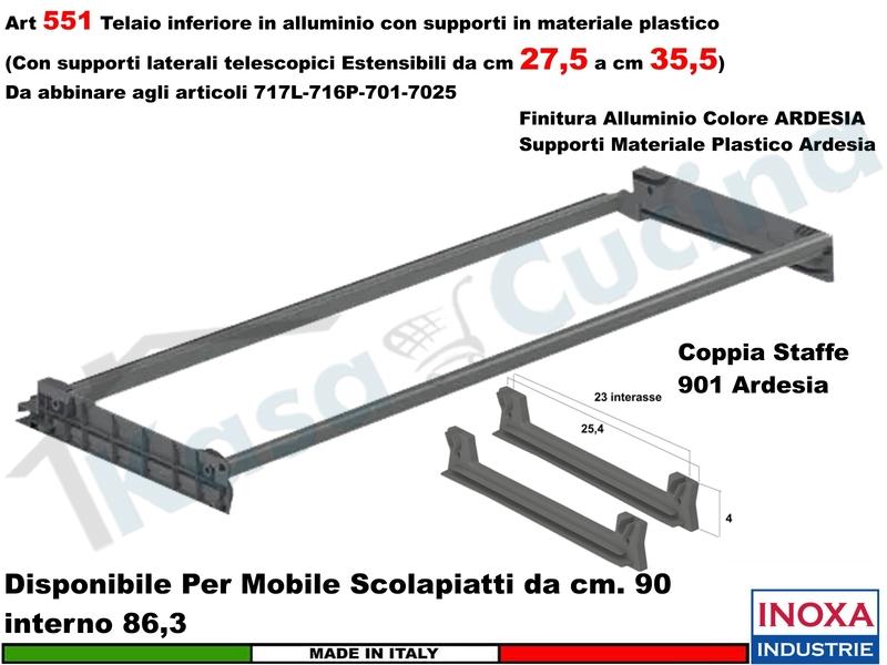 Telaio Alluminio ARDESIA 551/90AXP1 Scolapiatti 90 Interno 86,3 Estensibile 27/35
