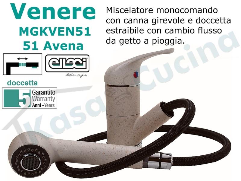 Miscelatore Rubinetto Venere MGKVEN51 doccetta estraibile Granitek G51 Avena