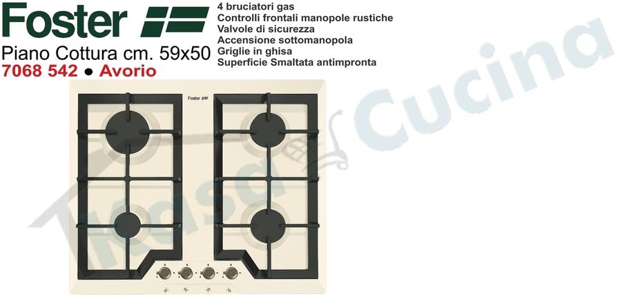 Piano Cottura Incasso cm. 60 Avorio Elettra 4 Fuochi Gas